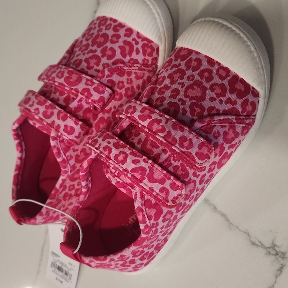 NWT Jumping beans Pink Cheetah Sneakers- 11T
